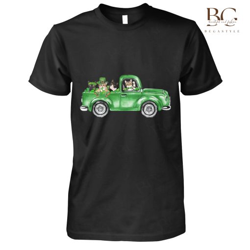 Lucky Cat Truck Happy St Patricks Day Irish Clover Gift T-Shirt, Hoodie, Sweater