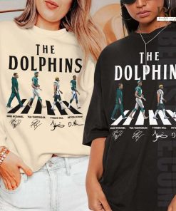 Dolphins Walking Abbey Road Signatures Football T-Shirt