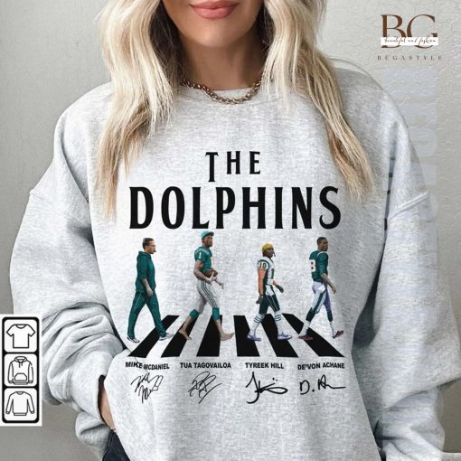 Dolphins Walking Abbey Road Signatures Football T-Shirt