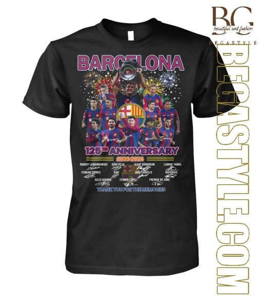 Barcelona 125th Anniversary 1899-2024 Thank You For The Memories Signatures T-Shirt