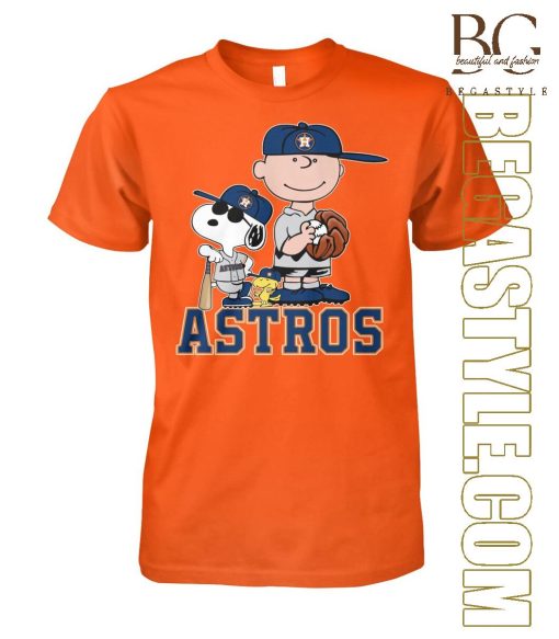 Houston Astros Charlie Brown Snoopy and Woodstock T-Shirt