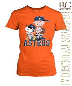 Houston Astros Charlie Brown Snoopy and Woodstock T-Shirt