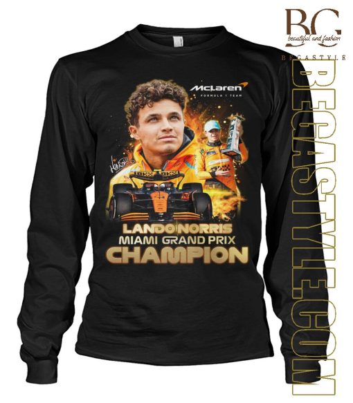 Lando Norris 2024 Celebrates F1 Miami Victory Driver Set Up T-Shirt