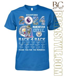 Manchester City Football Team 2024 Back-4-Back Champions T-Shirt