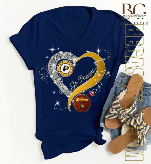 NBA Game Indiana Pacers Diamond Heart Go Pacers Go Light T-Shirt