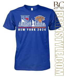 New York Knicks, Ranger Players Names, New York City Skyline 2024 T-Shirt