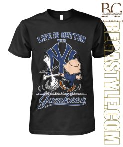 Peanuts Snoopy And Charlie Brown Life Is Better With New York Yankees T-Shirt