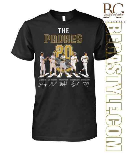 The Padres Walking Abbey Road Signatures Baseball T-Shirt