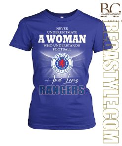 Never Underestimate A Woman Loves  Rangers T-Shirt