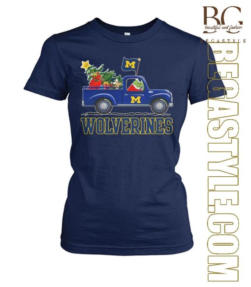 Santa Grinch Driving Car Michigan Wolverines Merry Christmas T-Shirt