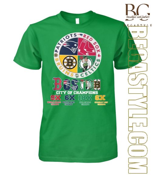 Boston city of champions Patriots Red Sox Bruins Celtics T-Shirt