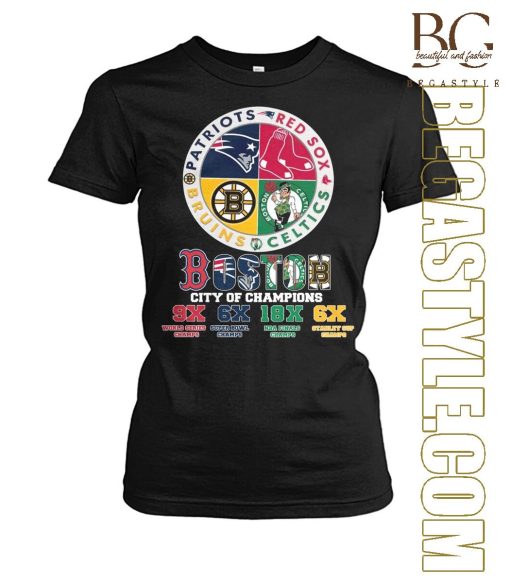 Boston city of champions Patriots Red Sox Bruins Celtics T-Shirt