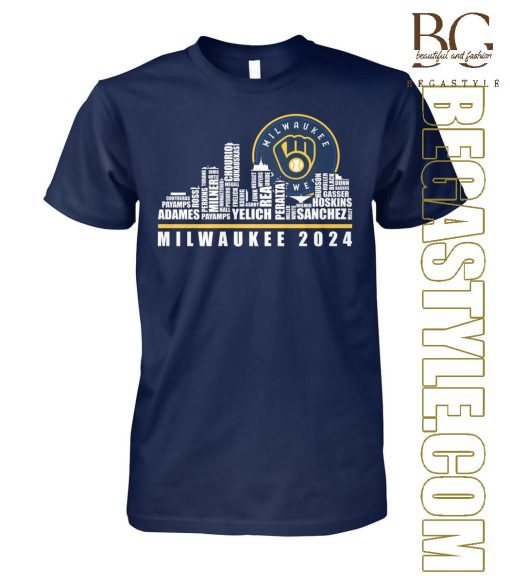 Milwaukee Brewers Baseball Team Skyline Of The City 2024 T-Shirt