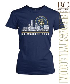 Milwaukee Brewers Baseball Team Skyline Of The City 2024 T-Shirt