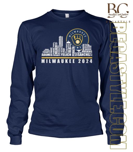 Milwaukee Brewers Baseball Team Skyline Of The City 2024 T-Shirt