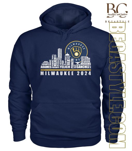 Milwaukee Brewers Baseball Team Skyline Of The City 2024 T-Shirt