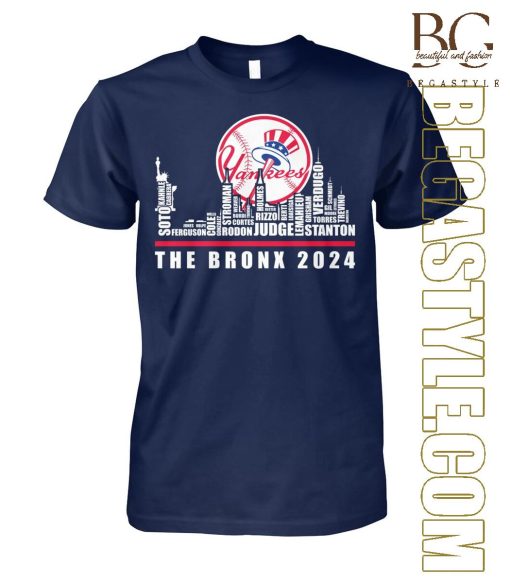 New York Yankees The Bronx Skyline Players Name 2024 T-Shirt