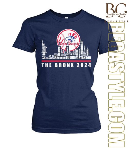 New York Yankees The Bronx Skyline Players Name 2024 T-Shirt