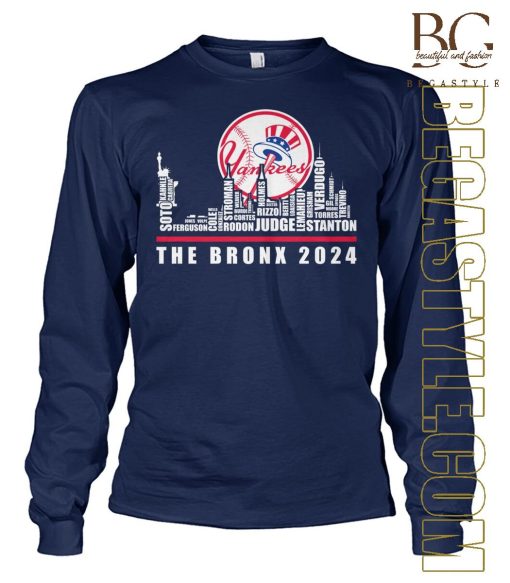 New York Yankees The Bronx Skyline Players Name 2024 T-Shirt