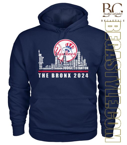 New York Yankees The Bronx Skyline Players Name 2024 T-Shirt