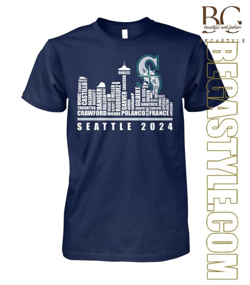 Seattle Mariners Baseball Names Player Skyline T-Shirt