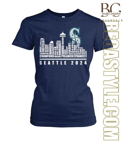 Seattle Mariners Baseball Names Player Skyline T-Shirt