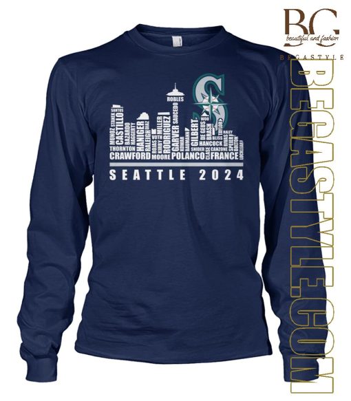 Seattle Mariners Baseball Names Player Skyline T-Shirt