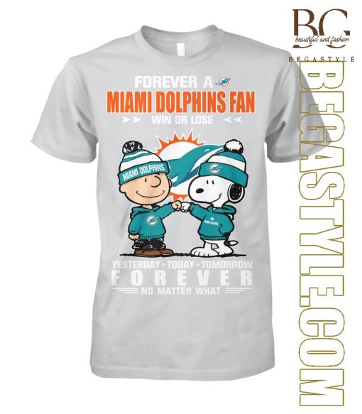 Snoopy Miami Dolphins Forever Football Fan No Matter What T-Shirt