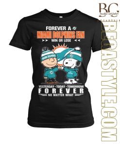 Snoopy Miami Dolphins Forever Football Fan No Matter What T-Shirt