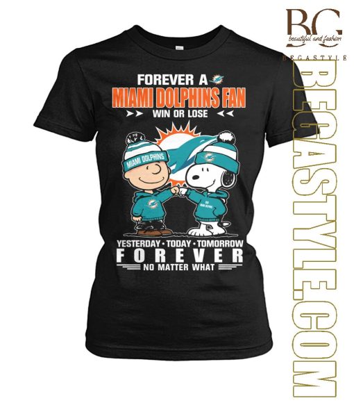 Snoopy Miami Dolphins Forever Football Fan No Matter What T-Shirt