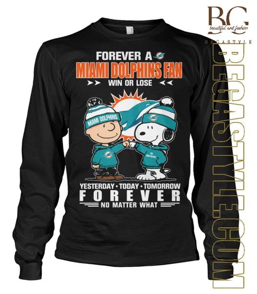 Snoopy Miami Dolphins Forever Football Fan No Matter What T-Shirt