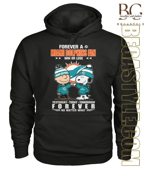 Snoopy Miami Dolphins Forever Football Fan No Matter What T-Shirt