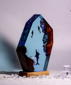 Shark and Couple Divers Epoxy Resin Lamp