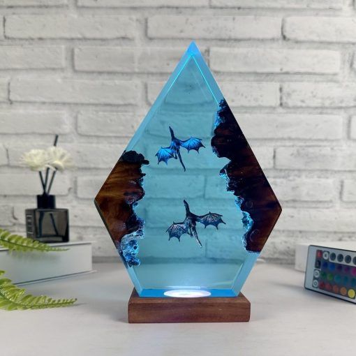 Ice Dragon & Fire Dragon Epoxy Resin Lamp