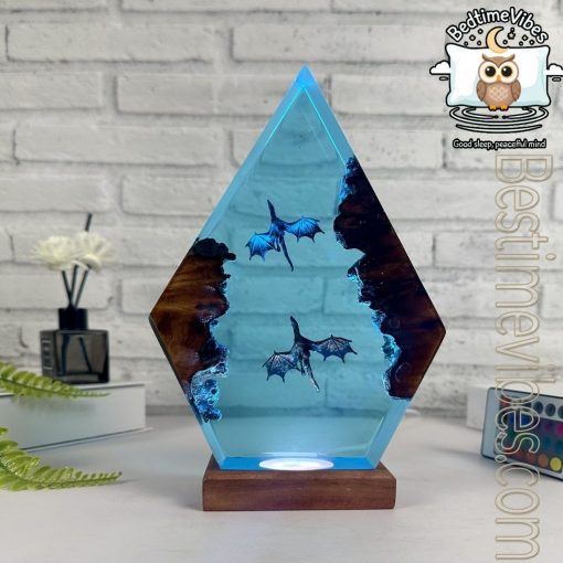 Ice Dragon & Fire Dragon Epoxy Resin Lamp