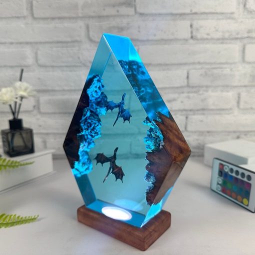 Ice Dragon & Fire Dragon Epoxy Resin Lamp