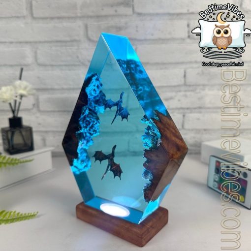 Ice Dragon & Fire Dragon Epoxy Resin Lamp