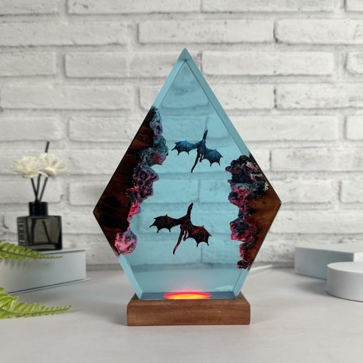 Ice Dragon & Fire Dragon Epoxy Resin Lamp