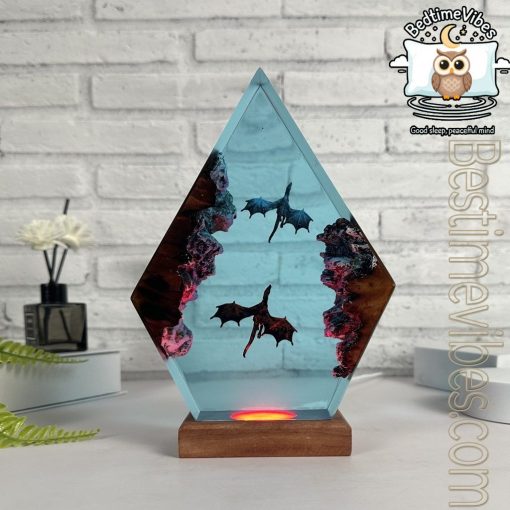 Ice Dragon & Fire Dragon Epoxy Resin Lamp