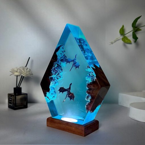 Ice Dragon & Fire Dragon Epoxy Resin Lamp