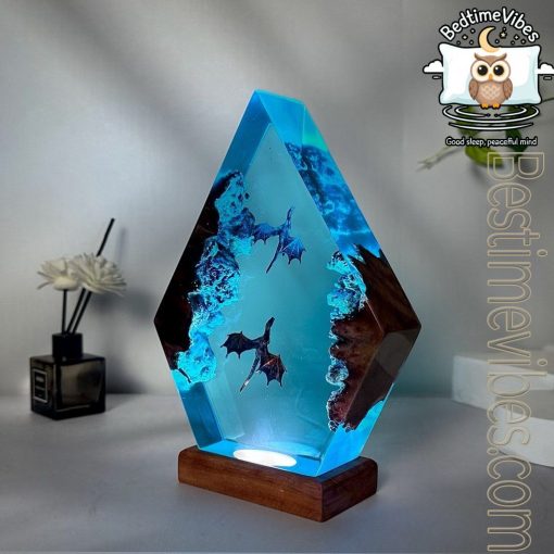 Ice Dragon & Fire Dragon Epoxy Resin Lamp