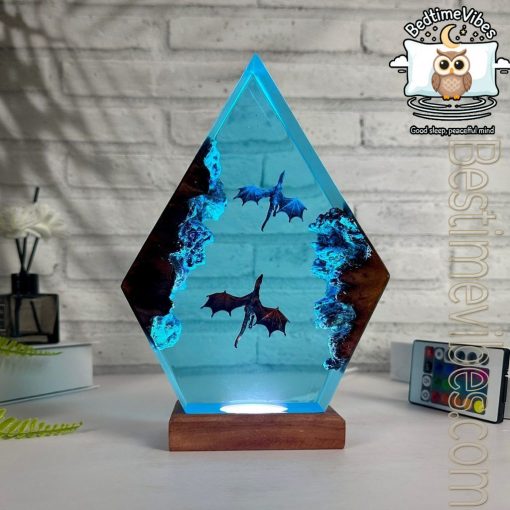 Ice Dragon & Fire Dragon Epoxy Resin Lamp