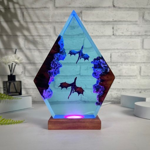 Ice Dragon & Fire Dragon Epoxy Resin Lamp