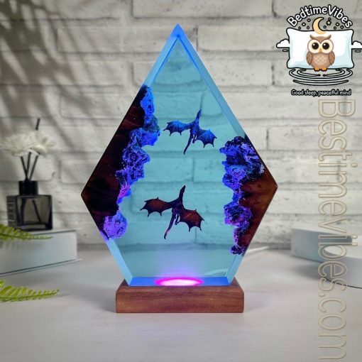 Ice Dragon & Fire Dragon Epoxy Resin Lamp