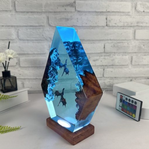 Ice Dragon & Fire Dragon Epoxy Resin Lamp