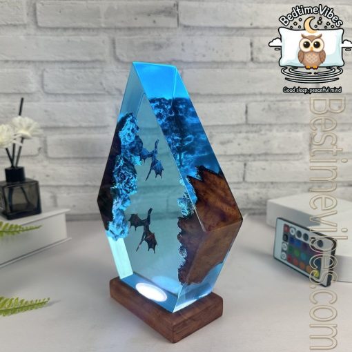 Ice Dragon & Fire Dragon Epoxy Resin Lamp