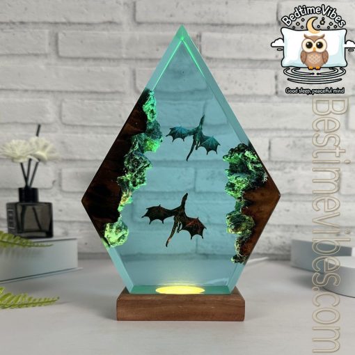 Ice Dragon & Fire Dragon Epoxy Resin Lamp