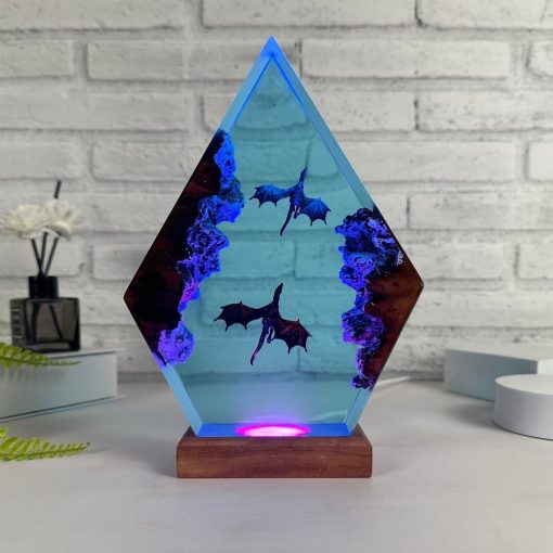 Ice Dragon & Fire Dragon Epoxy Resin Lamp