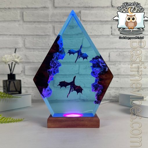 Ice Dragon & Fire Dragon Epoxy Resin Lamp