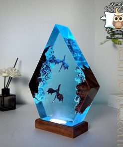 Ice Dragon & Fire Dragon Epoxy Resin Lamp